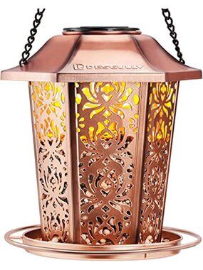 New Solar Bird Feeders for Outdoors Hanging - Premium Grade Metal Bird Feeder